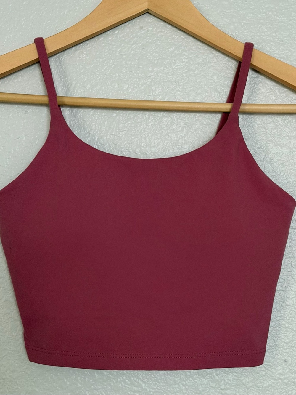 Women's Crop Tank Top - Dusty Pink Spaghetti Strap Built in Bra XSmall